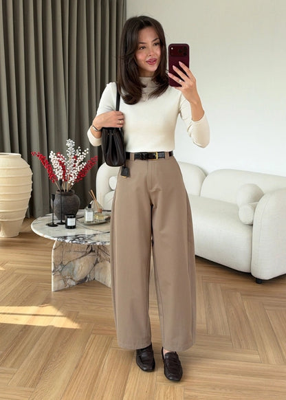 Balon Kesim Kumaş Pantolon CAMEL
